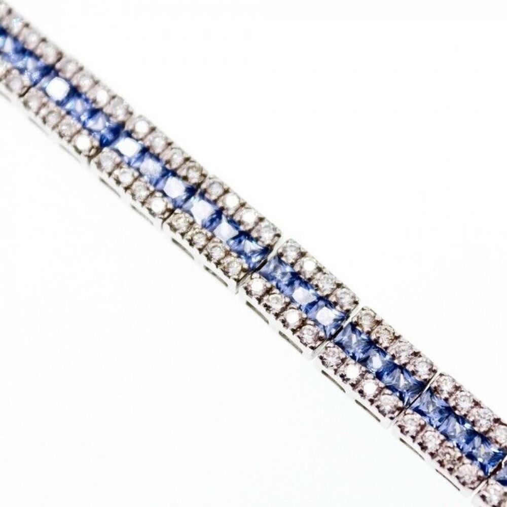 925 STERLING SILVER TANZANITE & CZ BRACELET SIZE 7.5 IN - Picture 6 of 9